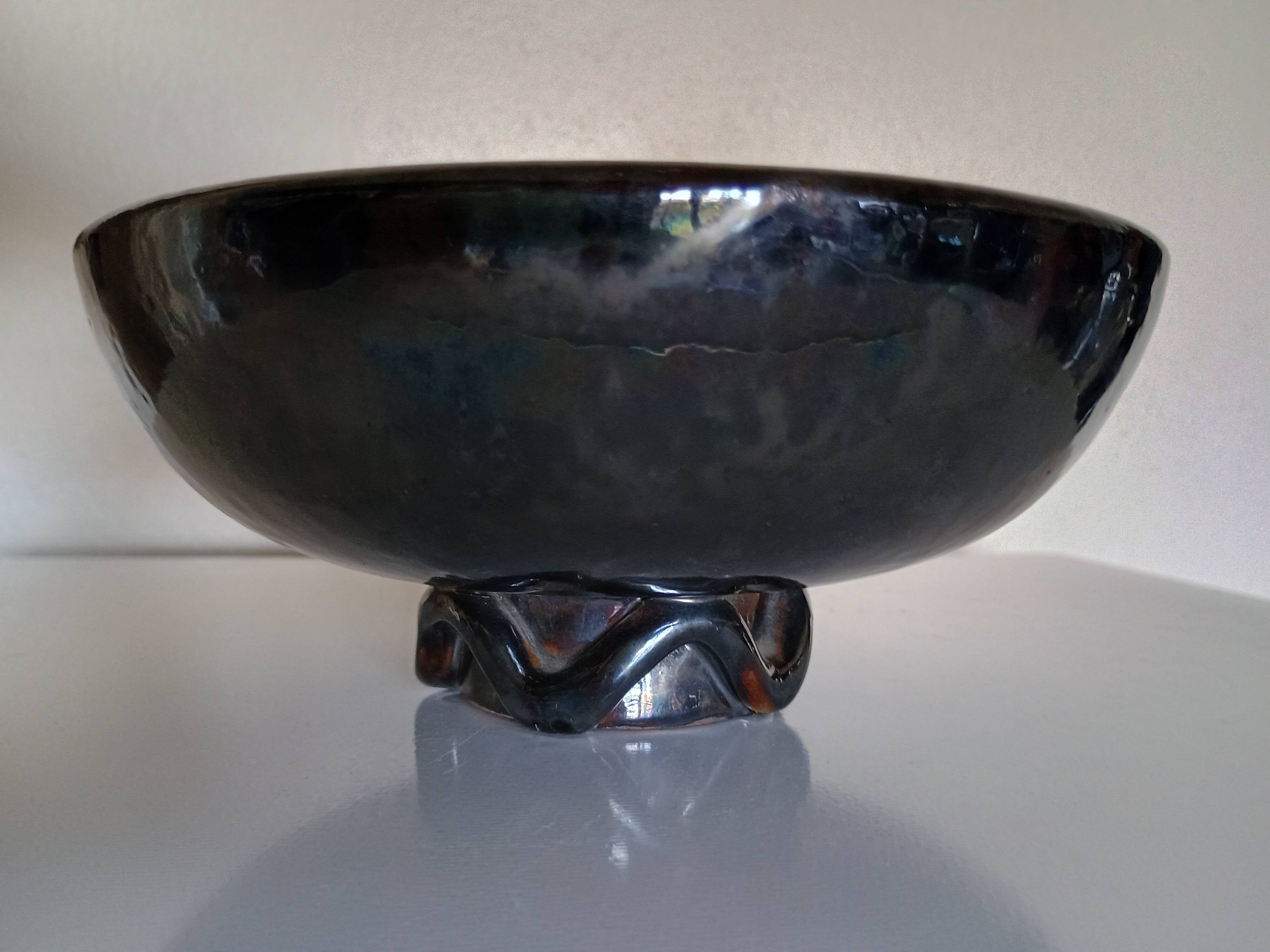 Jean Bacus (1885-1952) - Petite coupe grès glaçure noire JB Vallauris