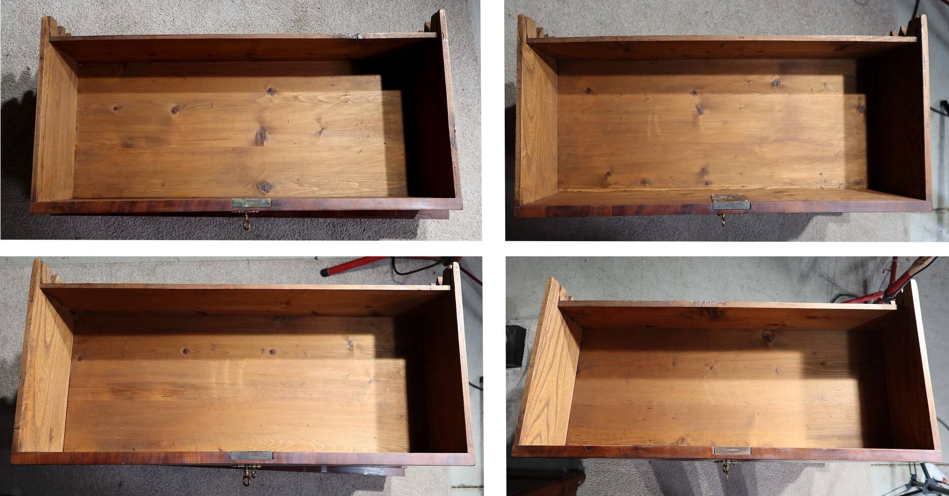 Mahogany burl chest of drawers, Restoration period – Early 19th century