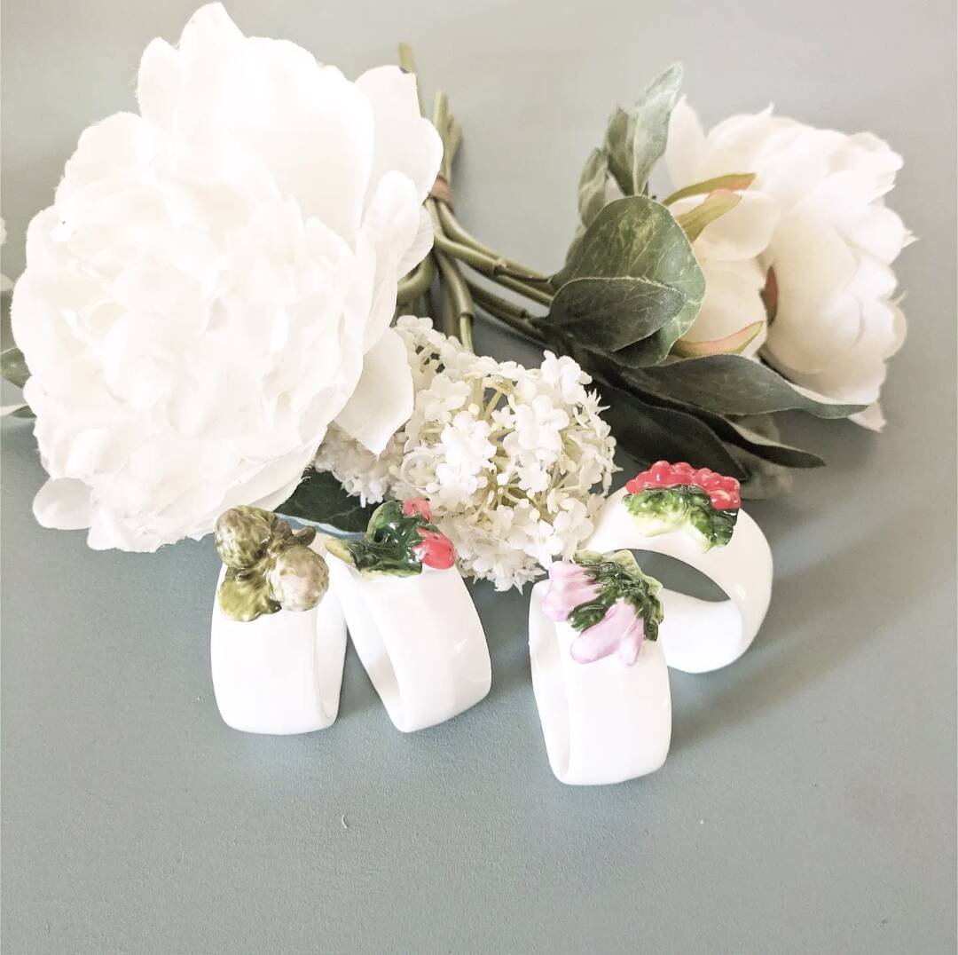 Set of 4 slip napkin rings.