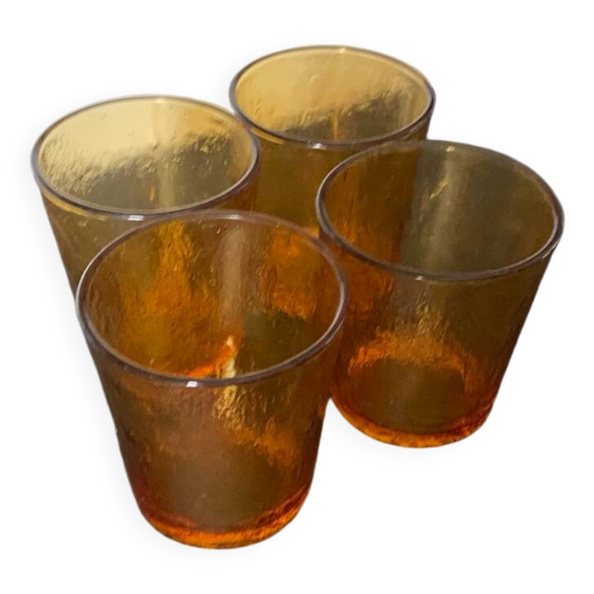 4 verres en verre ambré, années 70