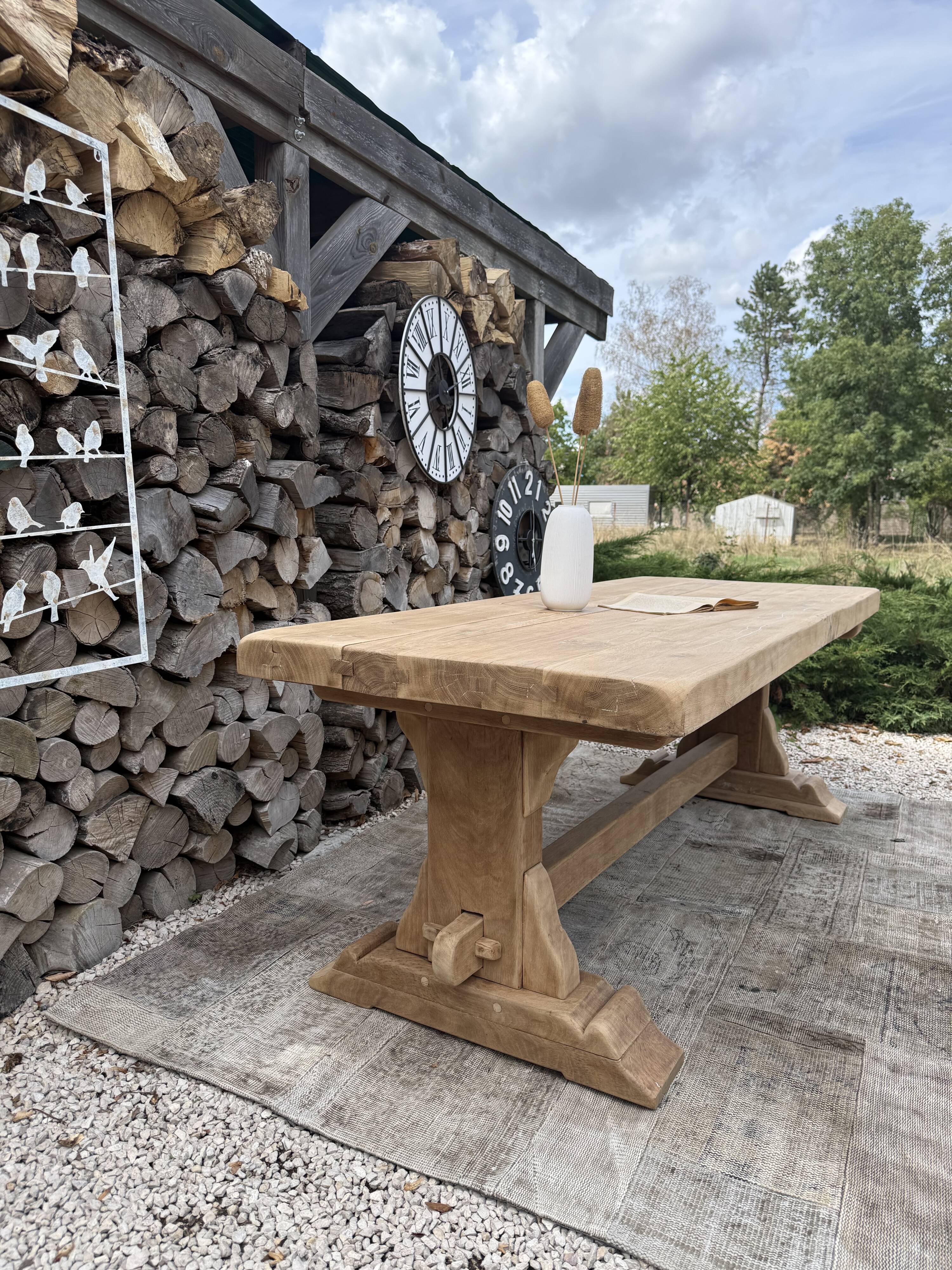 Monastery table, solid oak, 220cm.