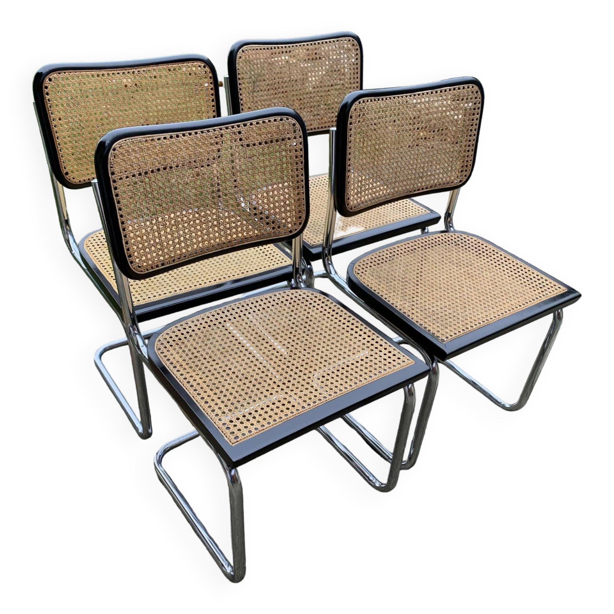 Chaise Cesca Marcel Breuer B32 italienne moderne du milieu du siècle, ensemble de 4 années 70
