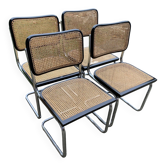 Cesca chair Marcel Breuer B32 Italian mid-century modern, set of 4 from the 1970s.