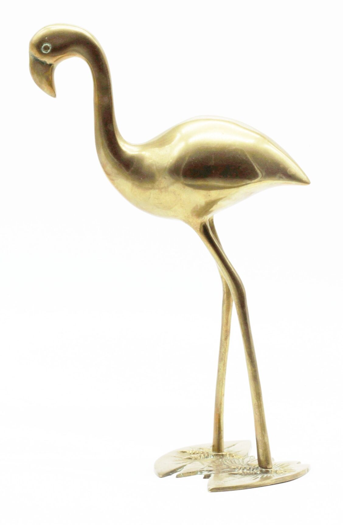 Brass heron statue