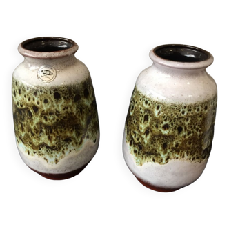 Duo of vases in vintage ceramic jasba west germany