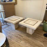 Paire de tables en travertin