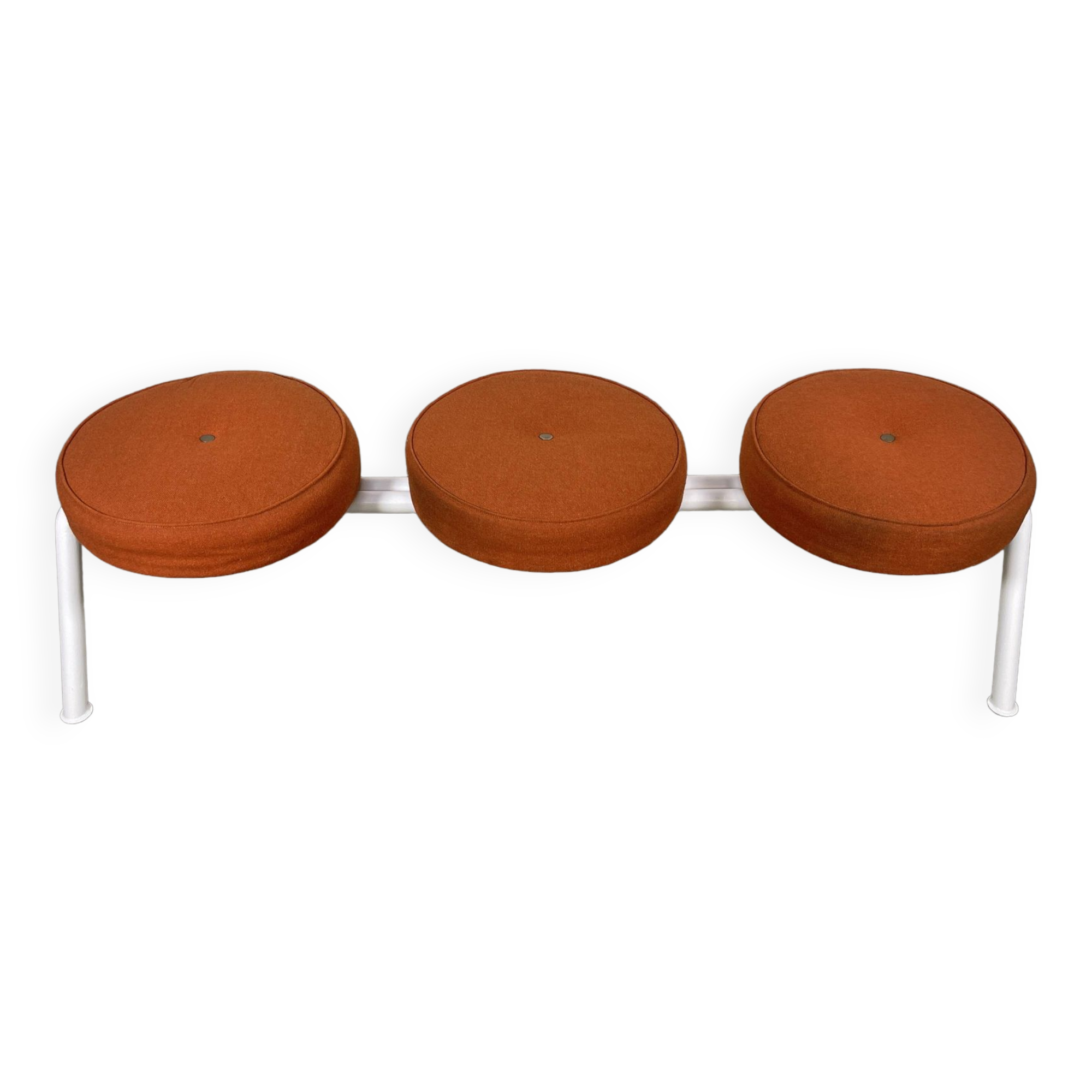 Trio bench seat orange white steel