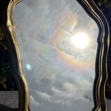 Vintage Golden Wood Carved Mirror in Louis XV Style