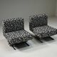 Set of 2 Jacquard postmodern lounge chairs, 1980s Italy.