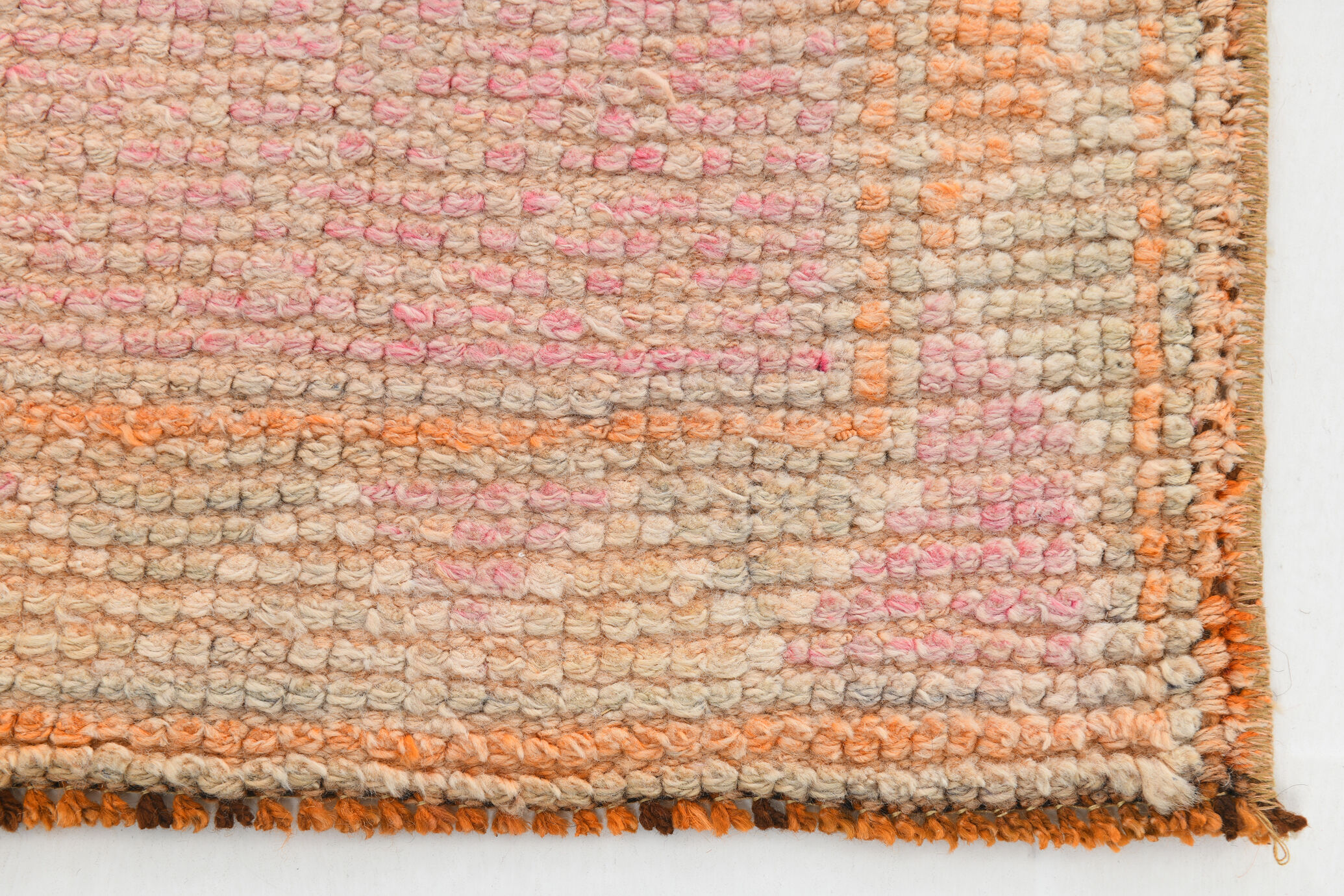 3x13 pale pink & orange turkish runner rug 82x403cm