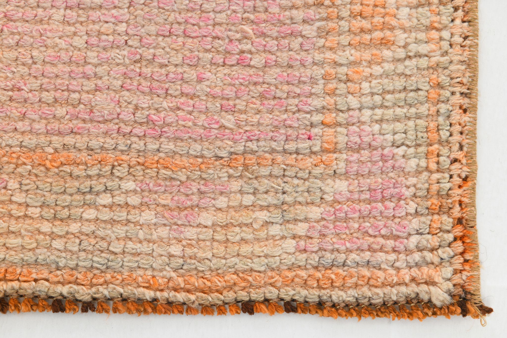 3x13 pale pink & orange turkish runner rug 82x403cm
