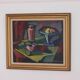 Original mid-century Swedish oil on canvas – “Kubisk Still Life” by Bror Göransson – vintage & framed – 75 × 64 cm (29.5" × 25.2")