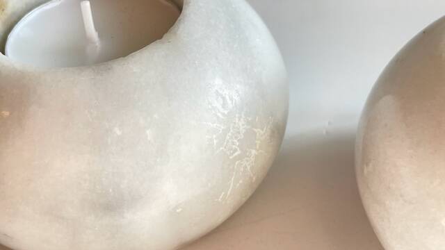 2 marble ball tealight holders from the 70s