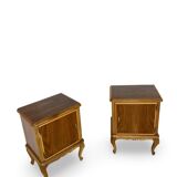 Tables de chevet italiennes en placage de noyer du milieu du siècle, années 1960.