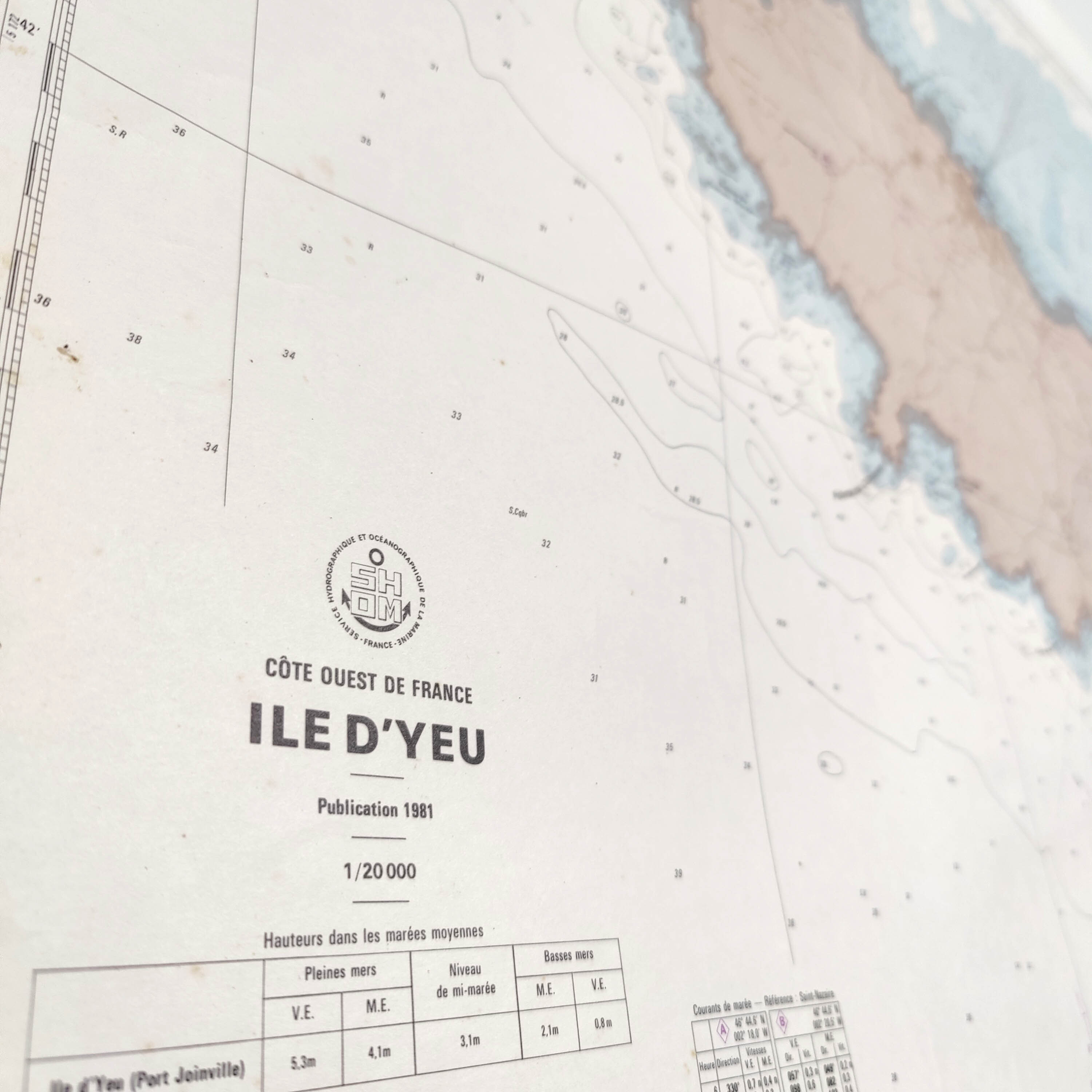 Vintage map Ile d'Yeu Vendée Pays de la Loire 1981