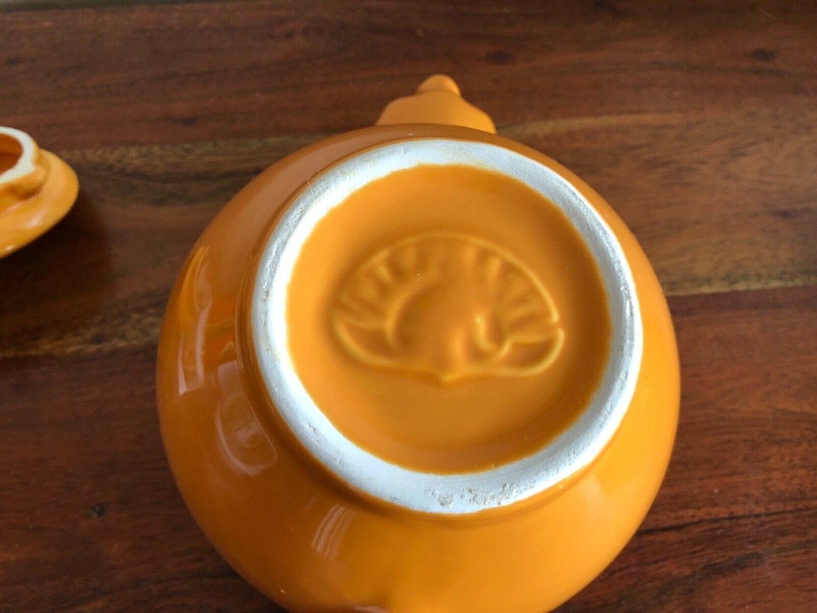 Vintage orange elephant porcelain teapot 1980 France