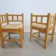 Dutch Modernist Art Deco Style Corner Chair in Oak and Rush, 1950s, Set of 2