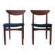 Pair of Lane Perception teak dining chairs in petrol blue-green, USA 1960s