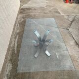Glass table with iron leg