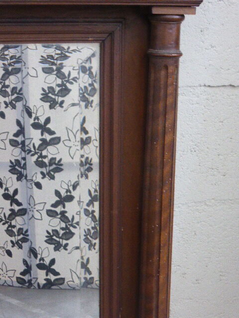 Large mirror beveled Henri II style varnished and carved wooden 128 x 92 cm