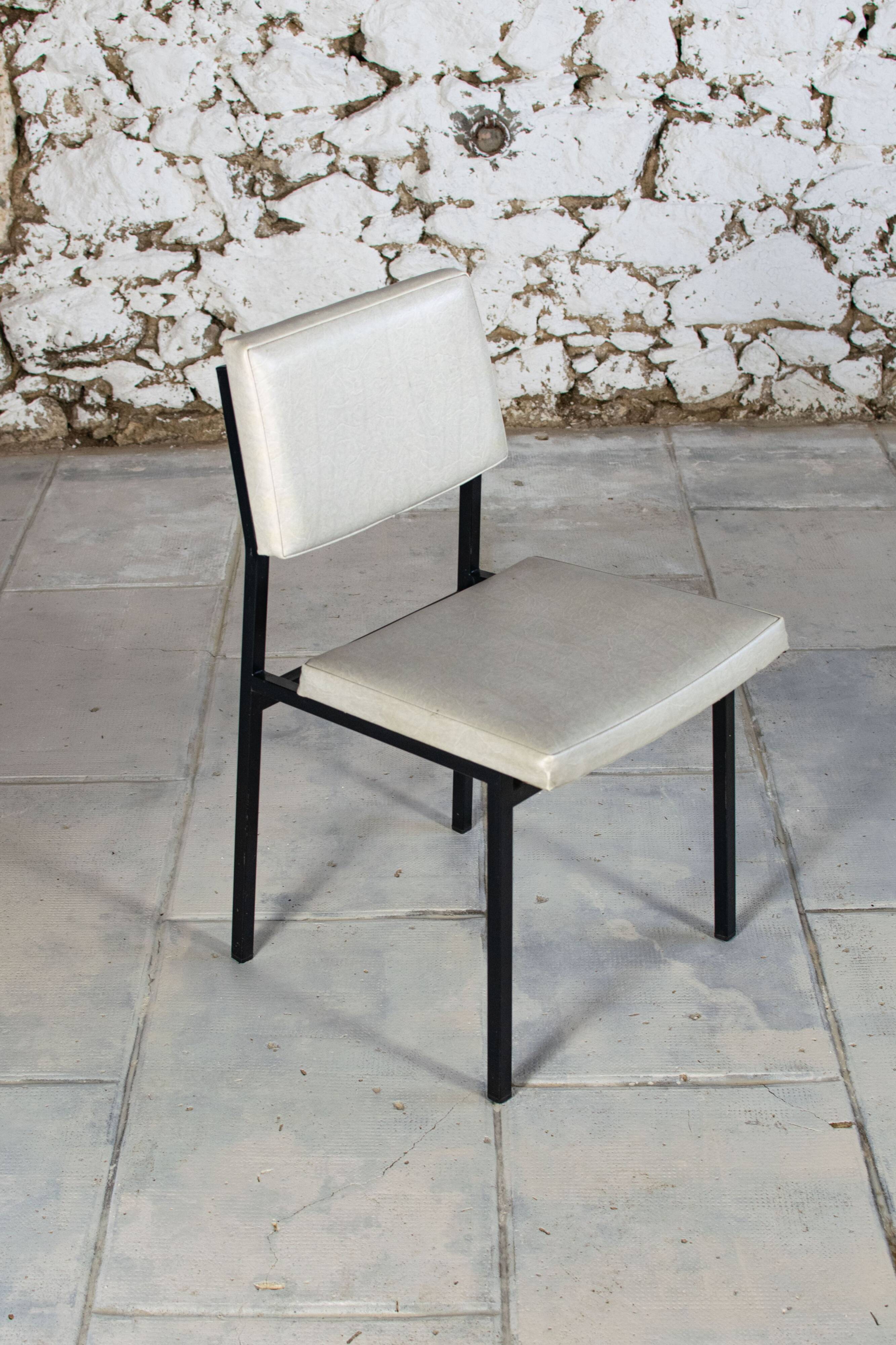 Modernist white skai chair, 1950