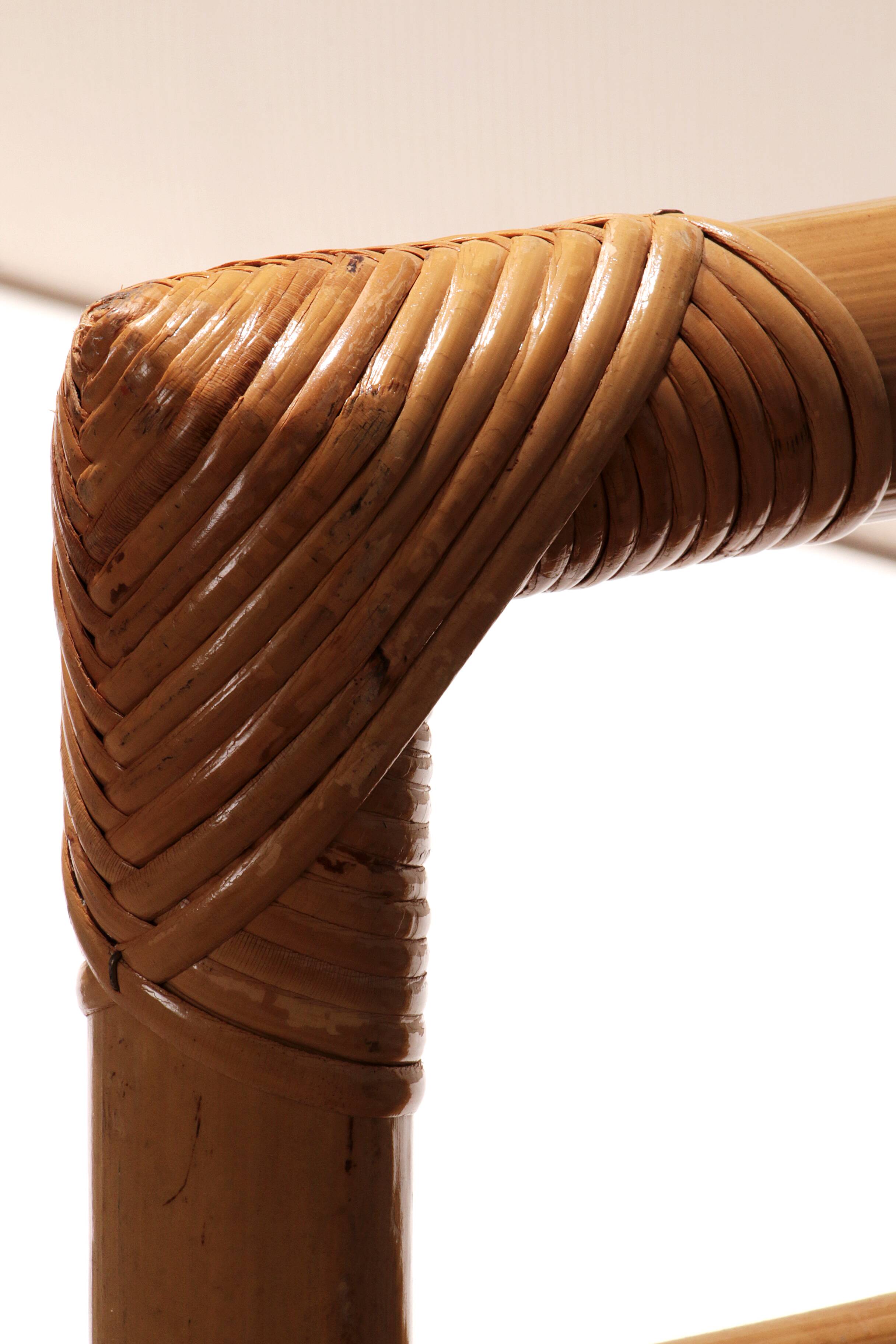 Canapé italien en bambou avec coussins, années 1970