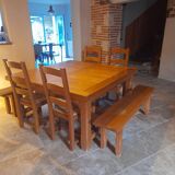 Square table set + 4 chairs + 2 benches