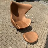 Fritz Hansen Egg Chair + Ottoman, Camel Cognac leder 1968!!
