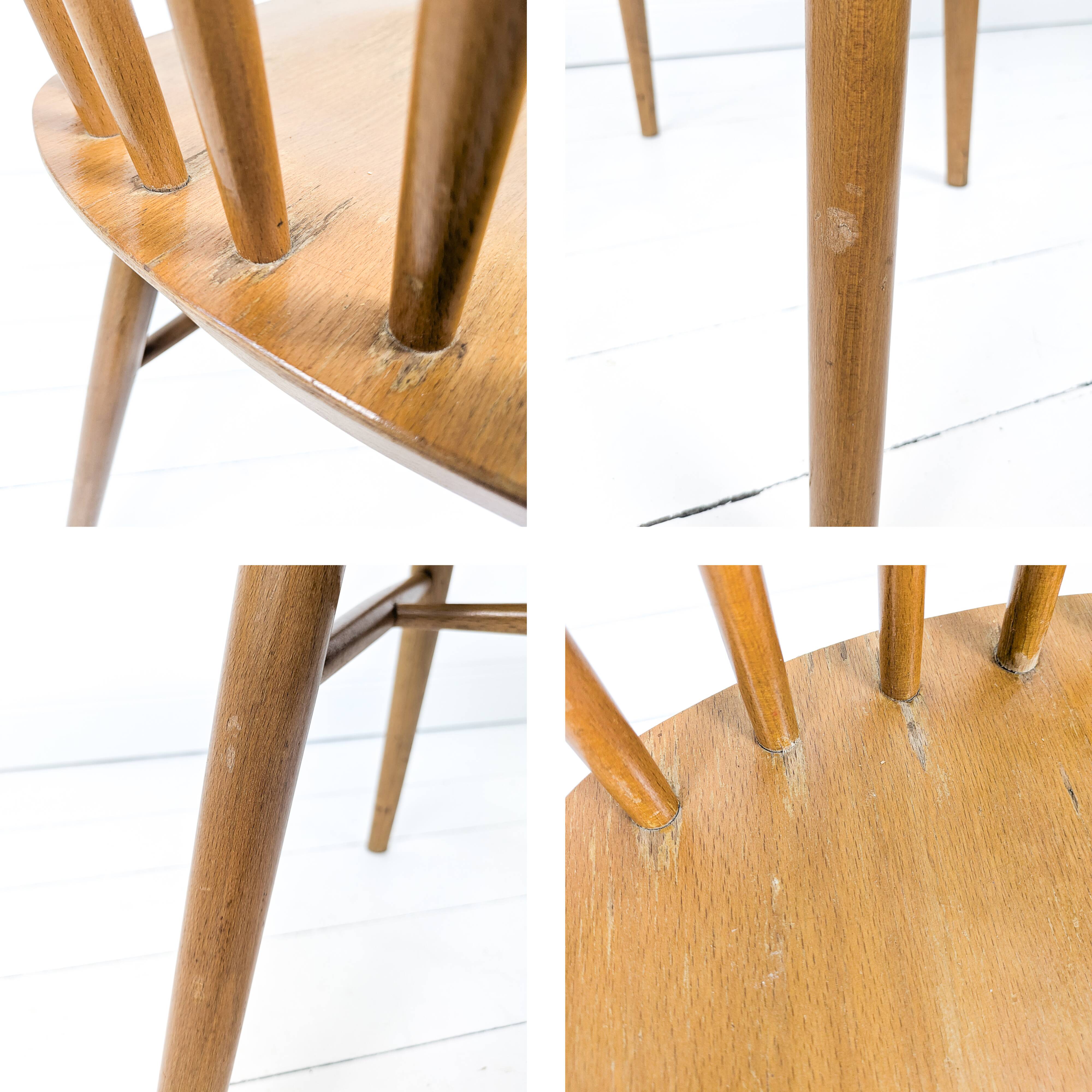 Lot de 2 chaises vintage Mid-Century à barreaux en bois design danois rétro