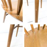 Lot de 2 chaises vintage Mid-Century à barreaux en bois design danois rétro