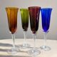 Flûtes à champagne en verre soufflé coloré
