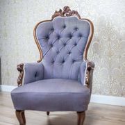 Neo-Rococo Walnut Chair with Violet Fabric, 1860