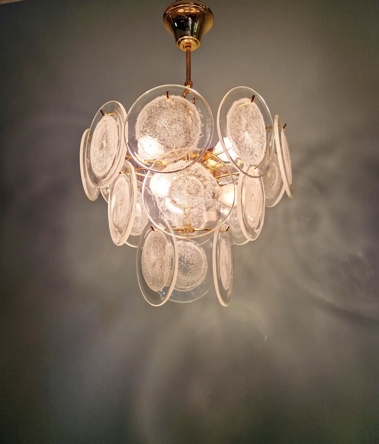 Murano glass disc chandelier, Italy, 1970s