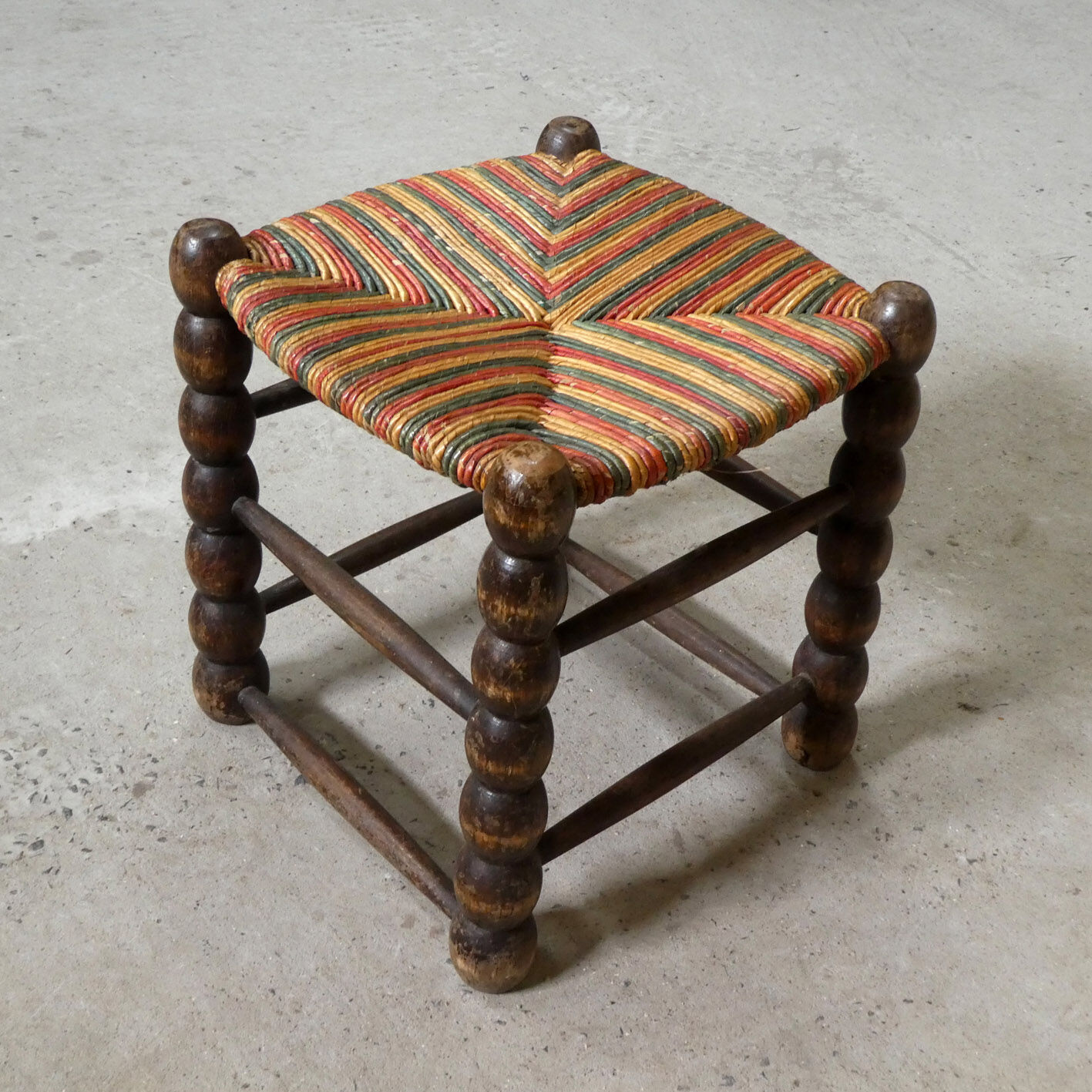 oak and straw stool, 1950
