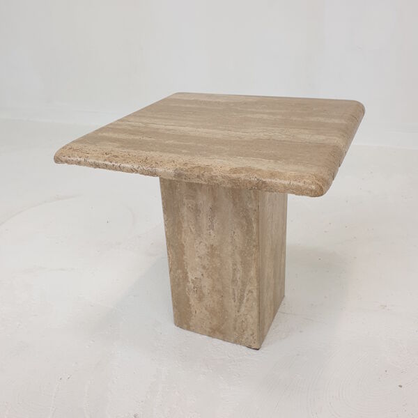 Lot de 3 tables basses italiennes en travertin, années 1980