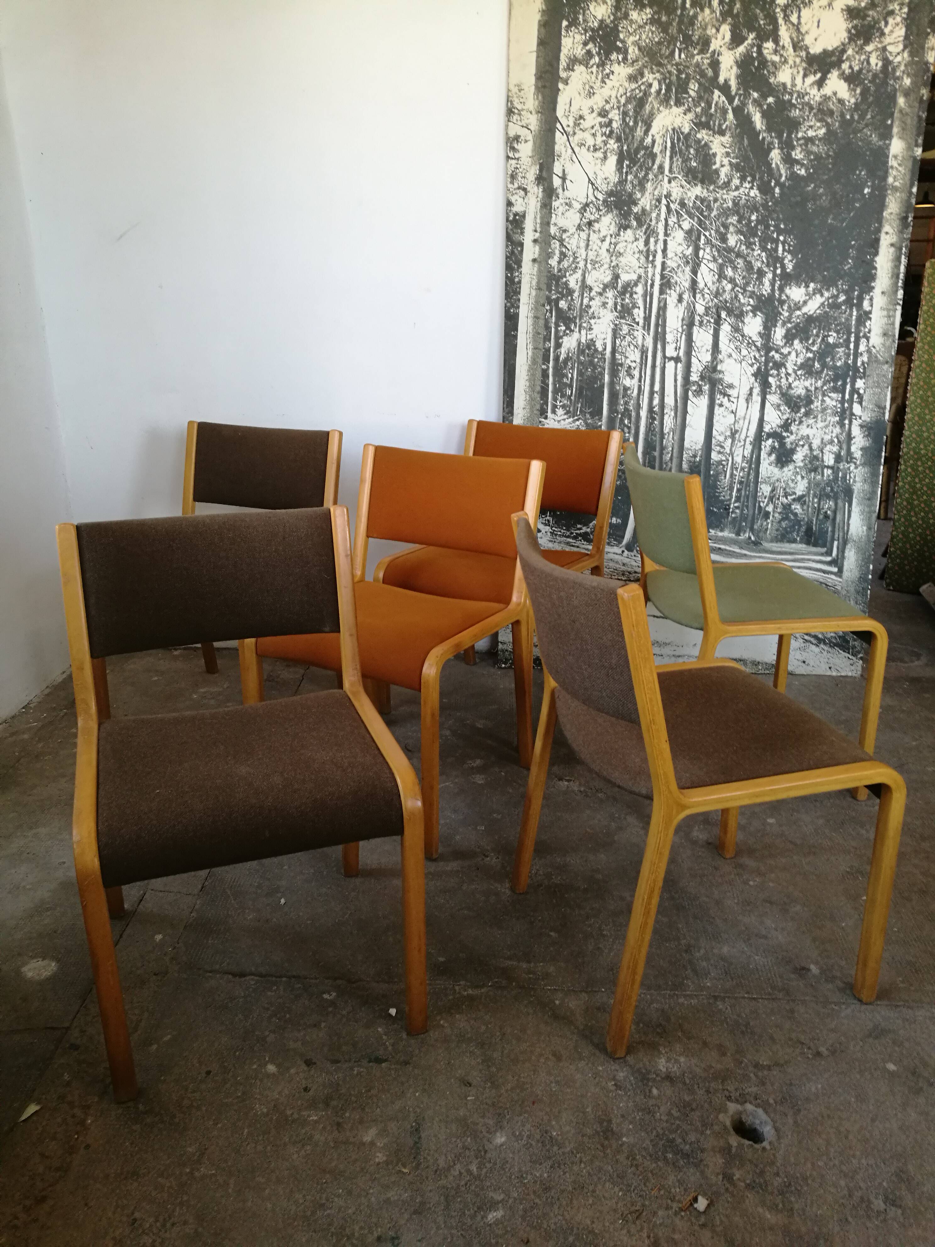 Set de 6 chaises scandinave plywood