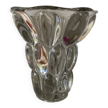 Pierre d'Avesn vase moderniste en cristal nid d'abeille des années 197