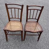 Paire de chaises bistrot cannées