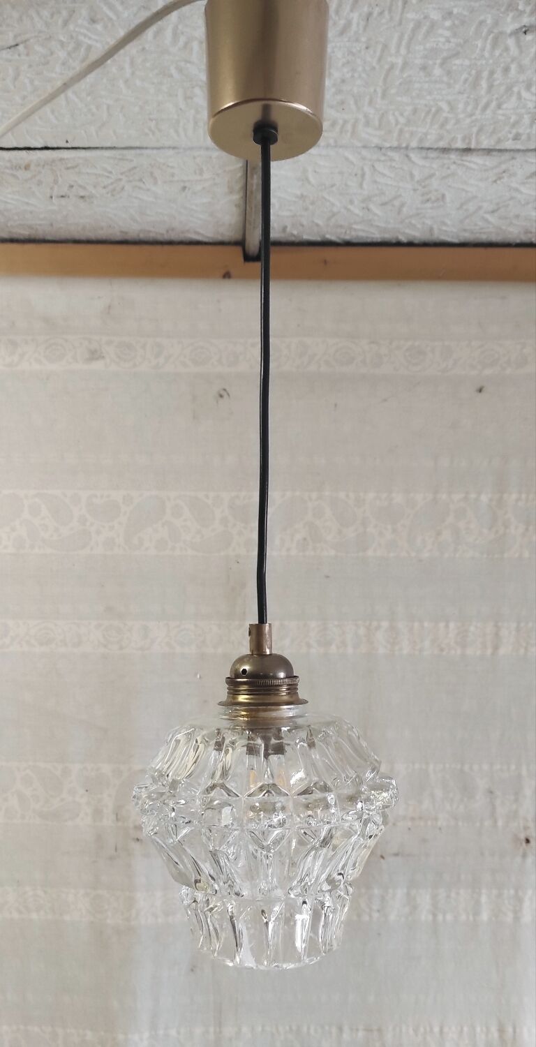Portable globe lamp in antique glass - mid 20th century