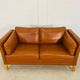 Vintage retro danish mogens hansen 2 person cognac leather sofa