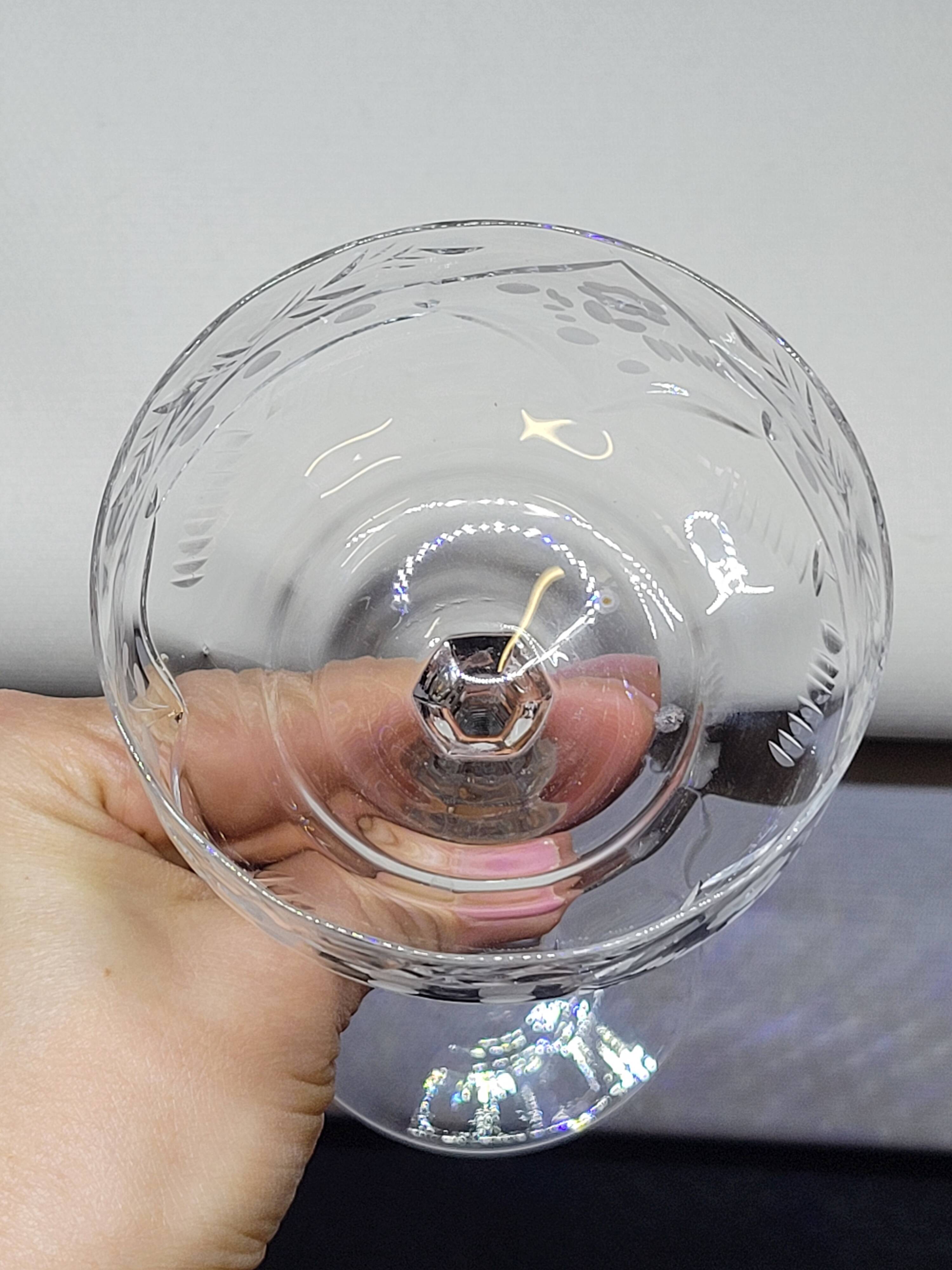 4 Libbey Rock Sharpe Crystal Champagne Coupes