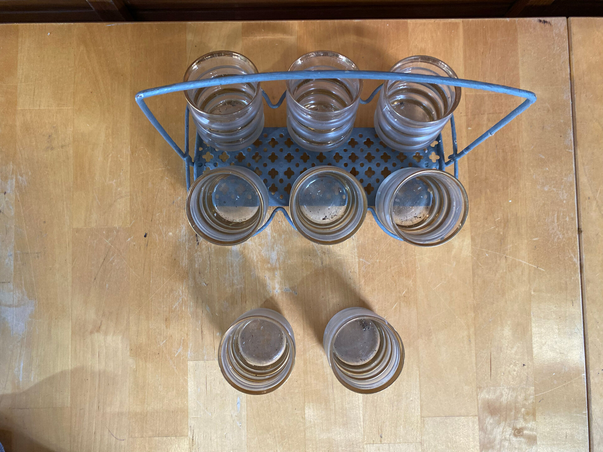 Service liqueur style mategot metal grey support + 8 bibendum glasses d