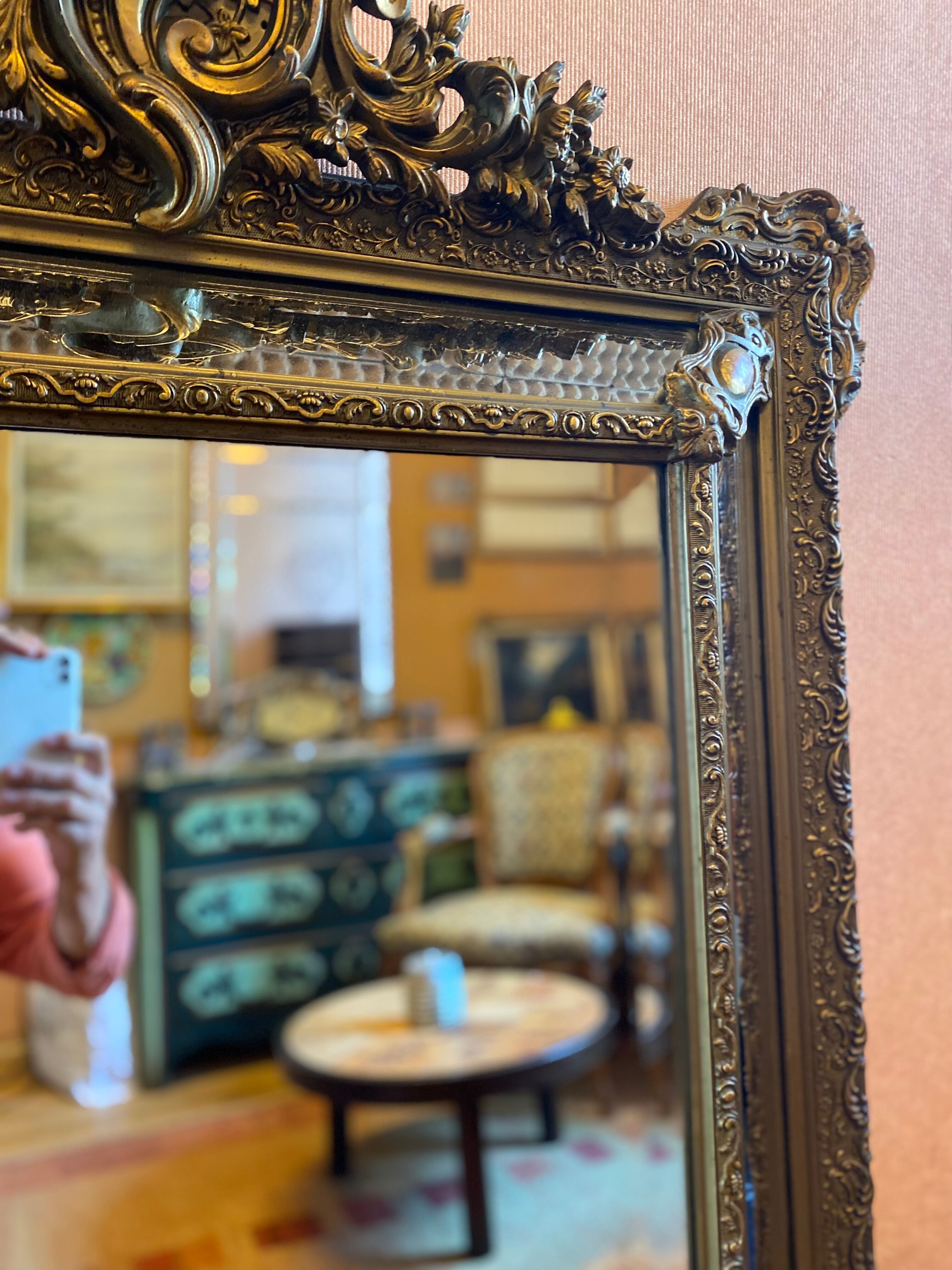 Bevelled mirror with gilded stucco parclose, from the Napoleon III period