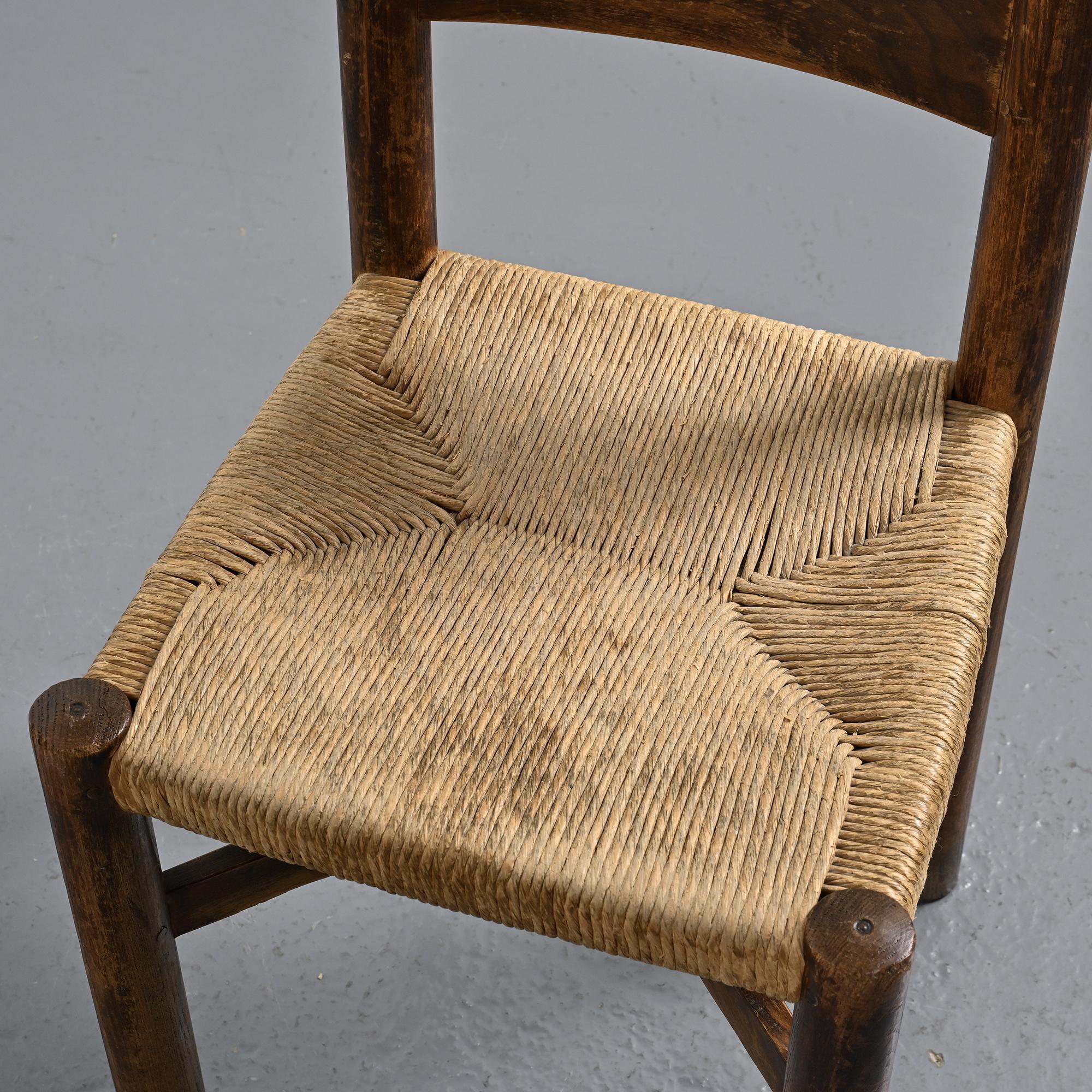 Pair of Méribel chairs by Charlotte Perriand, vintage edition BCB, circa 1950.