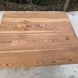 Louis Philippe 19th century square table with shutters in solid oak wood on casters