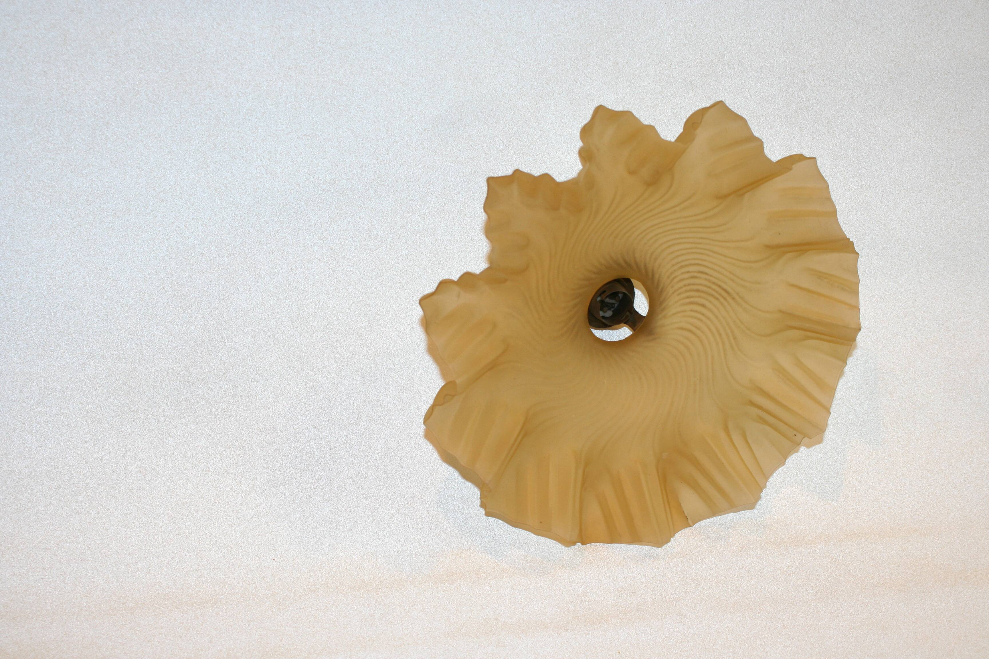 Pleated yellow glass lampshade