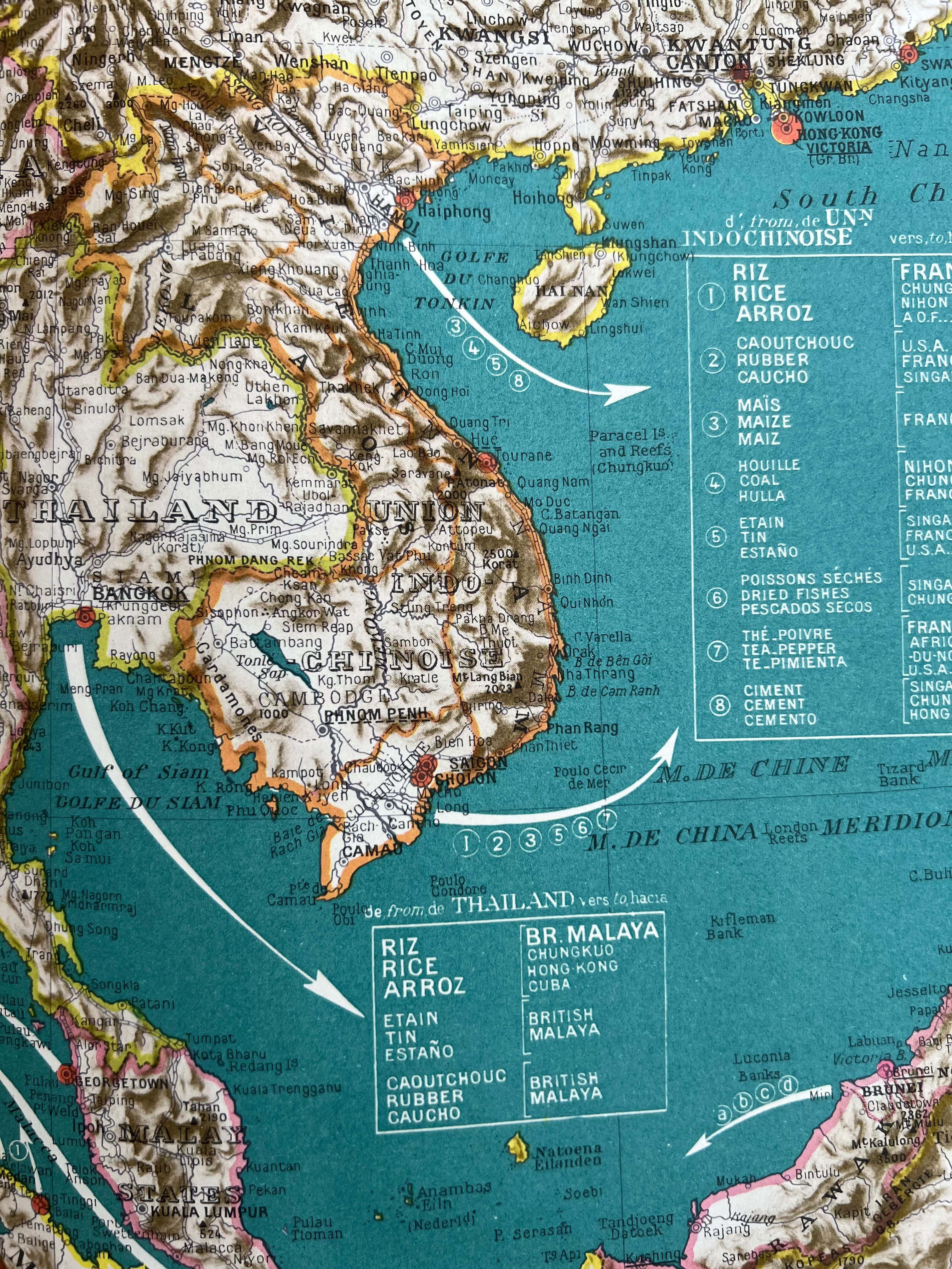 Old map of Southeast Asia — Trade routes | India, Indochina