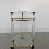 Italian Brass & Glass Bar Serving Cart Trolley, 1970s