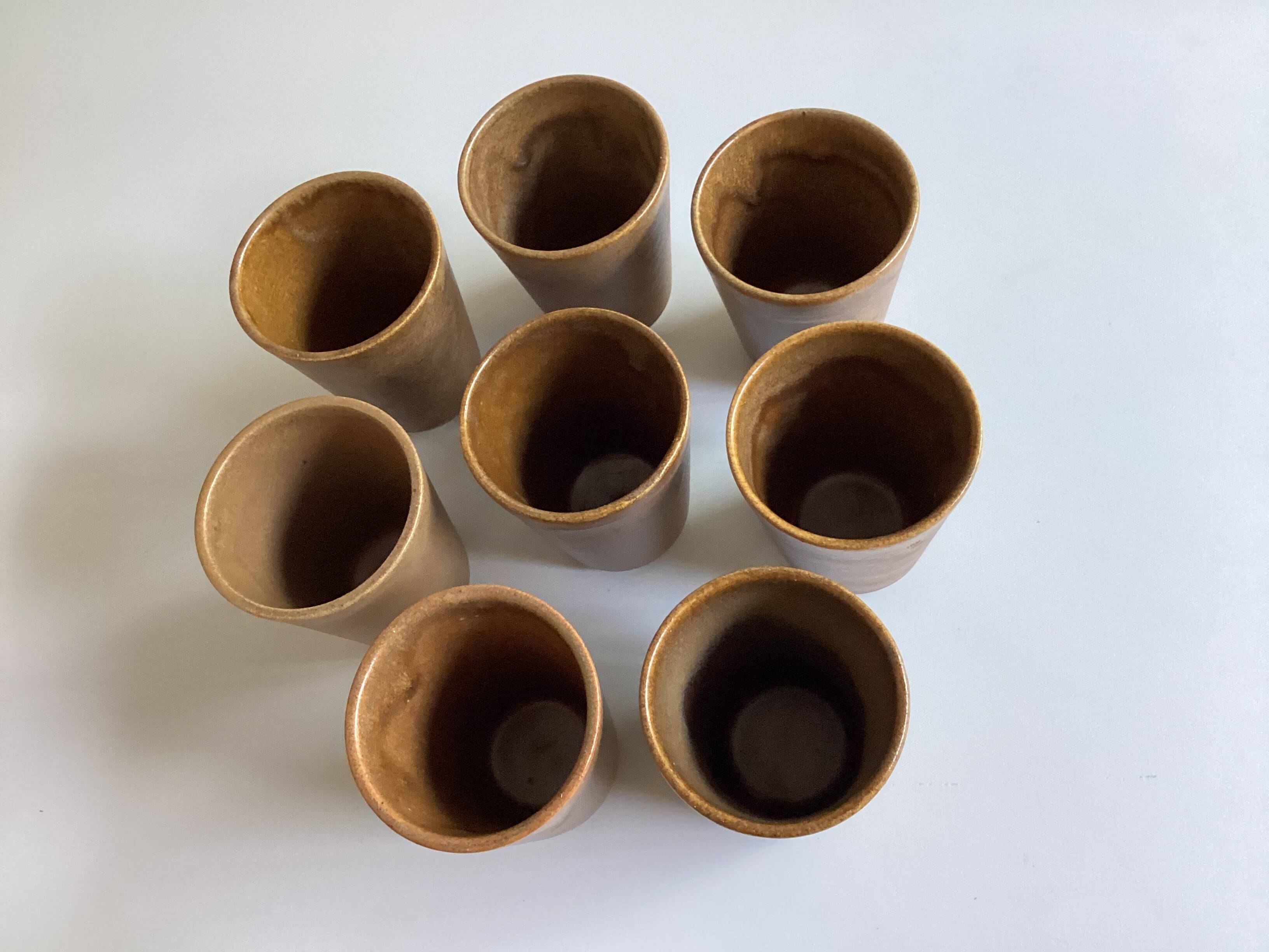 8 Digoin stoneware cups
