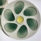6 oyster plates Salins green earthenware cream